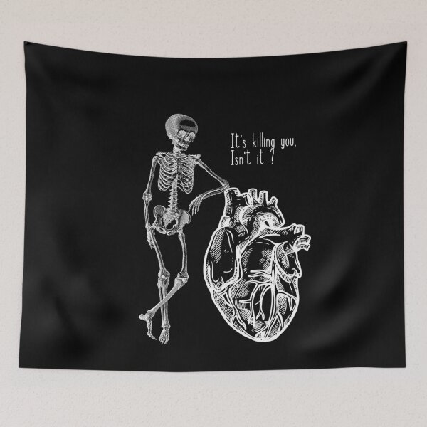 Item preview, It's killing you isn't it ? ( skeleton leaning on a heart vintage ) designed and sold by Kplais.