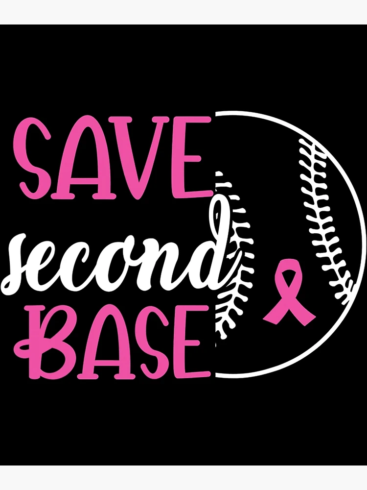 Save Second 2nd Base Funny Baseball Breast Cancer Awareness Premium Kids  Long Sleeve Shirt