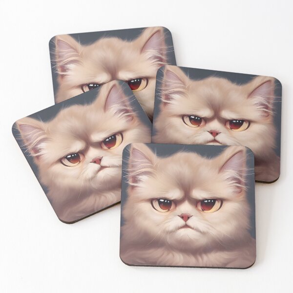 Item preview, Grouchy Cat with  (Color, Square, Symmetric, 8000x8000, Dark Gray Background) designed and sold by Digital-Davinci.