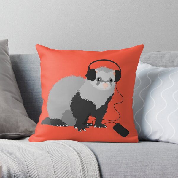 Funny Musical Ferret Throw Pillow