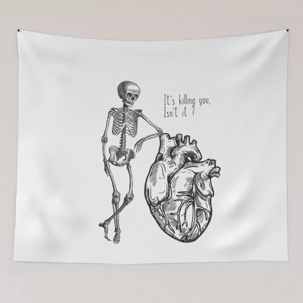 Item preview, Copy of It's killing you isn't it ? ( skeleton leaning on a heart vintage ) designed and sold by Kplais.