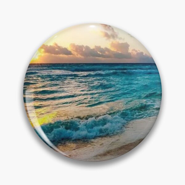 Item preview,  Magical sunset on the beach with blue waves designed and sold by Durgaa D.