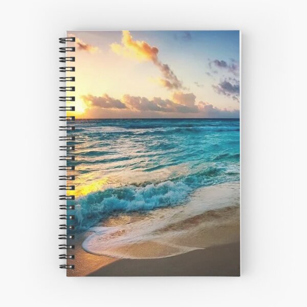 Item preview,  Magical sunset on the beach with blue waves designed and sold by Durgaa D.
