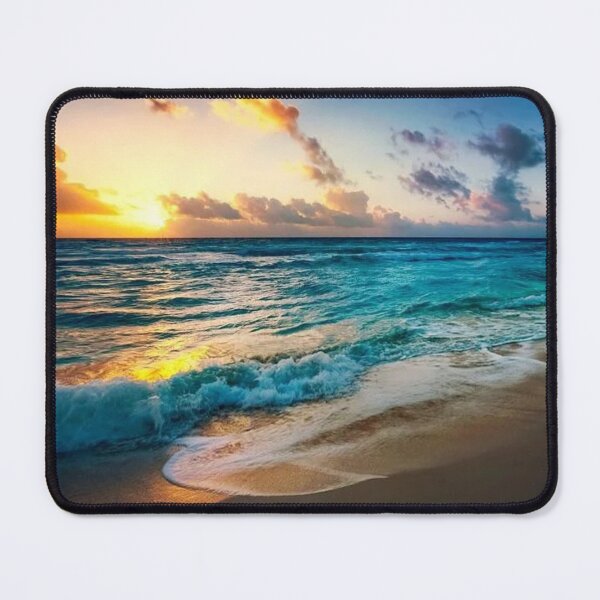 Item preview,  Magical sunset on the beach with blue waves designed and sold by Durgaa D.