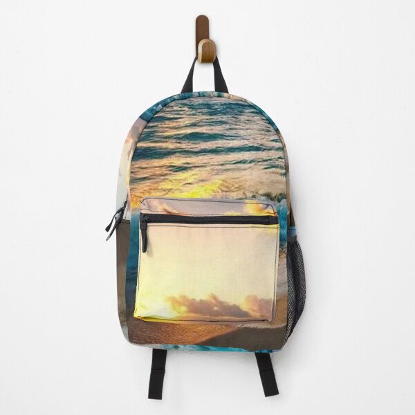 Item preview,  Magical sunset on the beach with blue waves designed and sold by Durgaa D.