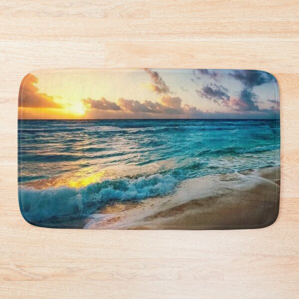 Item preview,  Magical sunset on the beach with blue waves designed and sold by Durgaa D.
