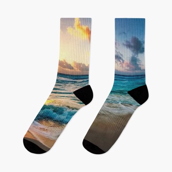 Item preview,  Magical sunset on the beach with blue waves designed and sold by Durgaa D.