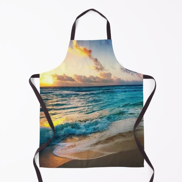 Item preview,  Magical sunset on the beach with blue waves designed and sold by Durgaa D.