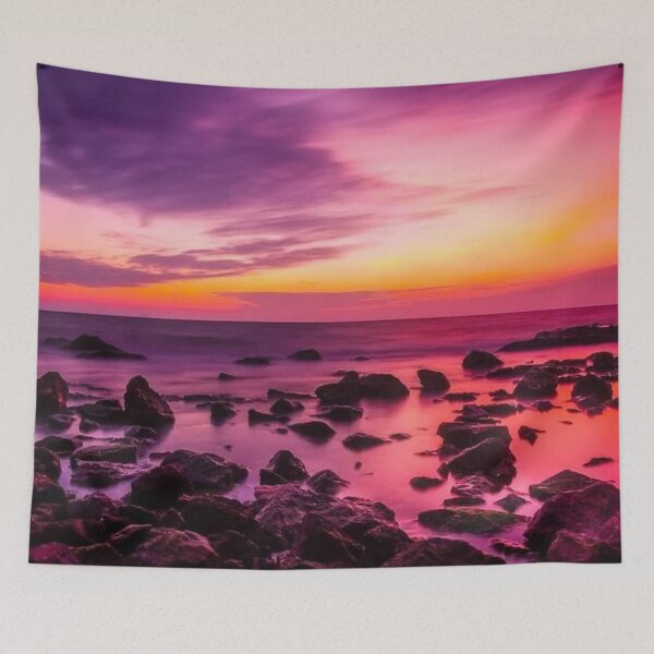 Item preview, Magical pink, purple multicoloured sunset on the beach view  designed and sold by Durgaa D.