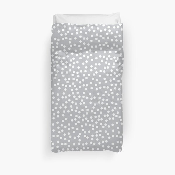 Silver Gray and White Polka Dots Pattern Duvet Cover