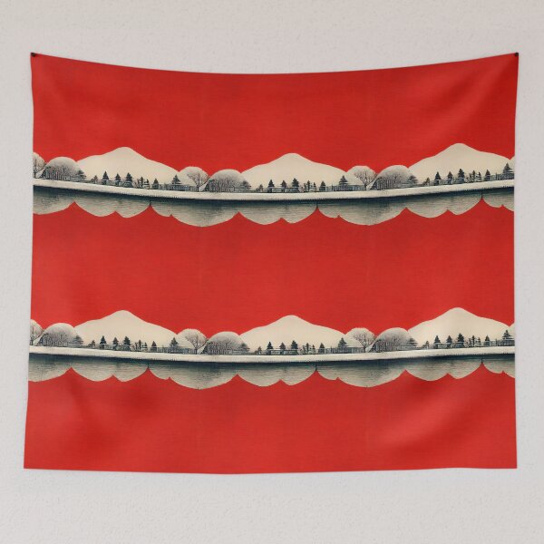 Item preview, Red sky and Snow Japanese Chiyogami Pattern designed and sold by kansaikate.
