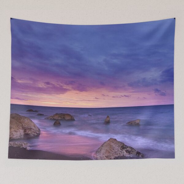 Item preview, Magical pink, purple multicoloured sunset on the beach view  designed and sold by Durgaa D.