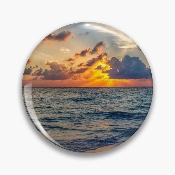 Item preview, Magical sunset on the beach with blue waves designed and sold by Durgaa D.