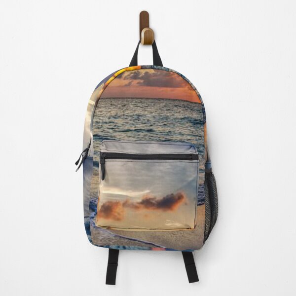 Item preview, Magical sunset on the beach with blue waves designed and sold by Durgaa D.