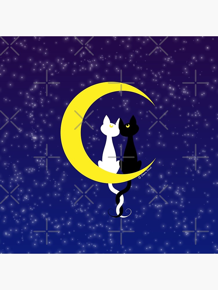 Thumbnail 4 of 4, Pillow, Cats in love on the moon designed and sold by SilveryDreams.
