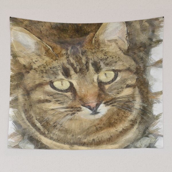 Item preview, Cute Tabby Looking Upwards Artistic Pencil Sketch  designed and sold by taiche.
