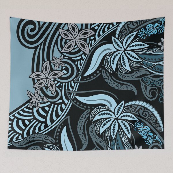 Item preview, Polynesian - Hawaiian - Samoan Blue Tribal Floral designed and sold by sunnthreads.