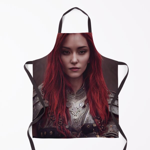 Item preview, Portrait of Beautiful Red Haired Female Warrior - AI Artwork designed and sold by BRaiNDEDprints.