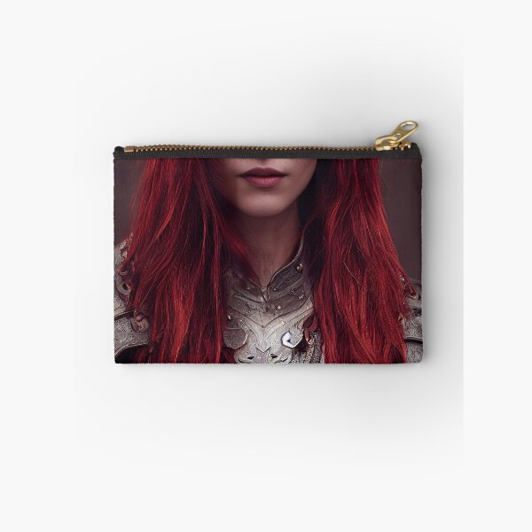 Item preview, Portrait of Beautiful Red Haired Female Warrior - AI Artwork designed and sold by BRaiNDEDprints.