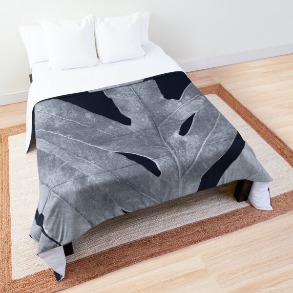 Green Fern Silver Black Comforter