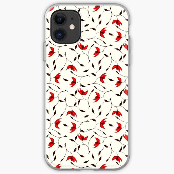 Delicate Red Flower Pattern iPhone Soft Case