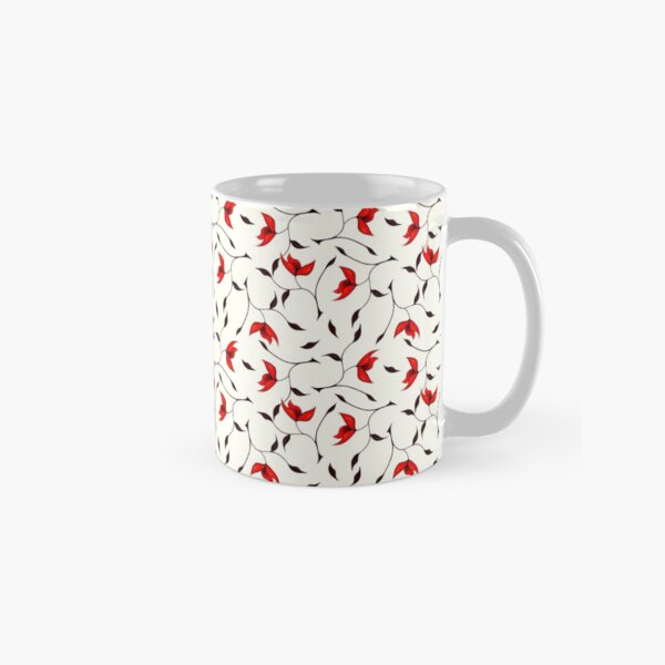 Delicate Red Flower Pattern Classic Mug