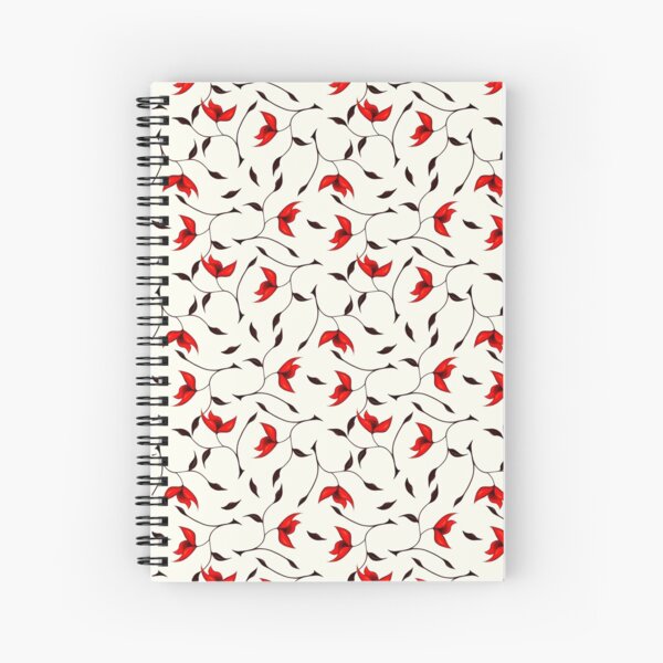 Delicate Red Flower Pattern Spiral Notebook