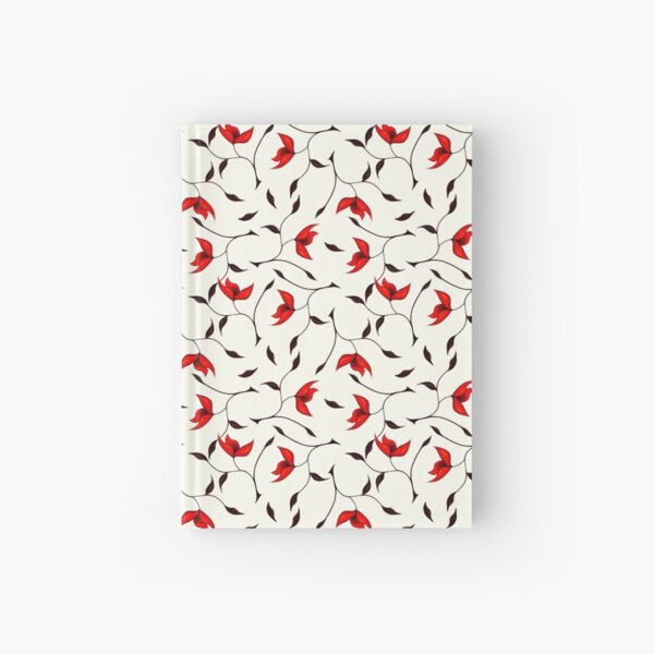 Delicate Red Flower Pattern Hardcover Journal