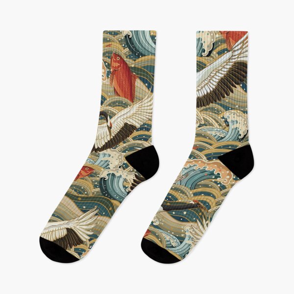 Item preview, Japanese Red-Crowned Crane and Wave designed and sold by chillaxcats.