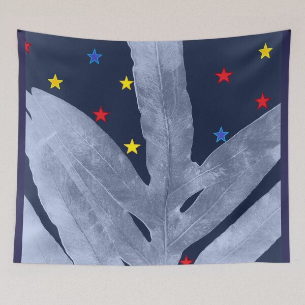 Item preview, Green Fern Silver Blue with Starry Night, Stars designed and sold by ANoelleJay.