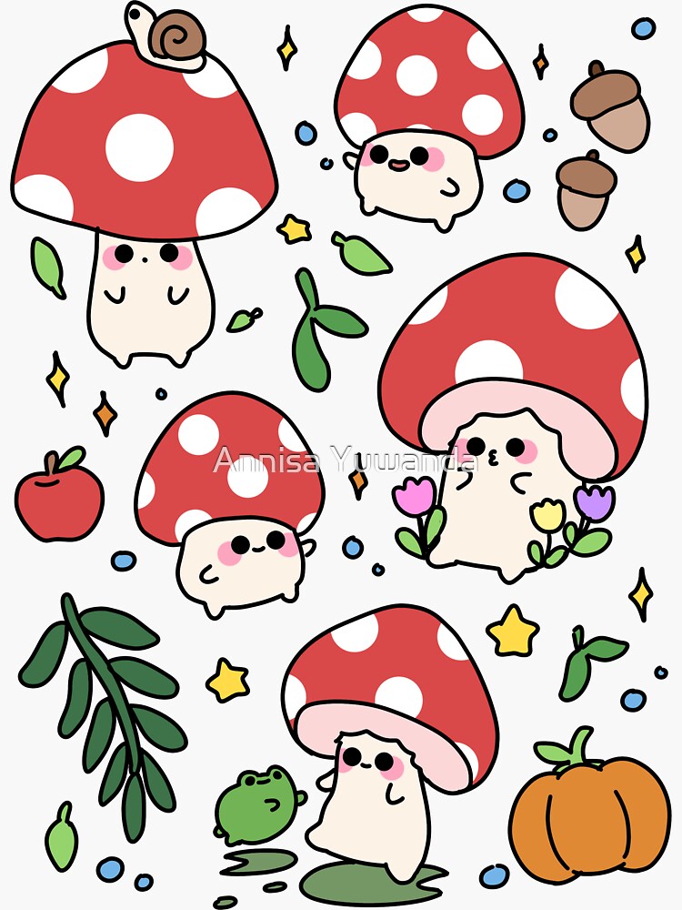 Mushroom Cow matte Vinyl Sticker - Kawaii Stickers - Cute - Decal cut
