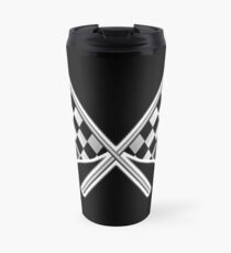 RACE, CAR, Checkered Flag, Crossed, Motorsport, WIN, WINNER, Chequered Flag, Racing Cars, Race, Finish line, on BLACK Travel Mug