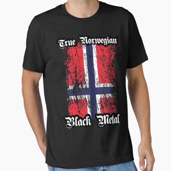 Vista previa del artículo con la obra «True Norwegian Black Metal - Bandera noruega en posición vertical», diseñado y vendido por Skady666.