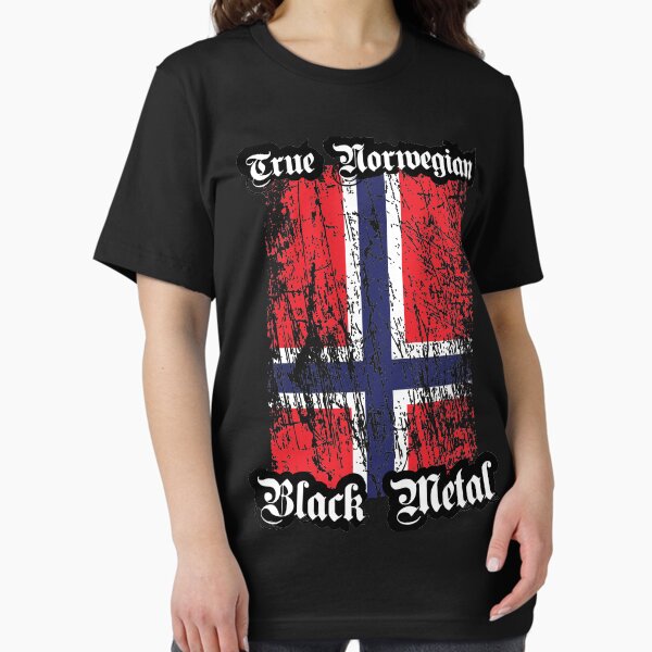 Vista previa del artículo con la obra «True Norwegian Black Metal - Bandera noruega en posición vertical», diseñado y vendido por Skady666.