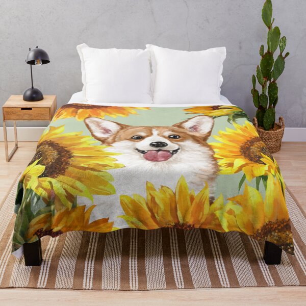 Item preview, Corgi with Sunflowers designed and sold by bignosework.