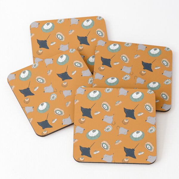 Item preview, Orange sloves and shells seamless pattern designed and sold by Yana Mustafina | Boho Soulful Designs.