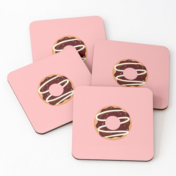 Item preview, Chocolate Donut Design with glazy highlights and pink background designed and sold by ShubhiDesigns.