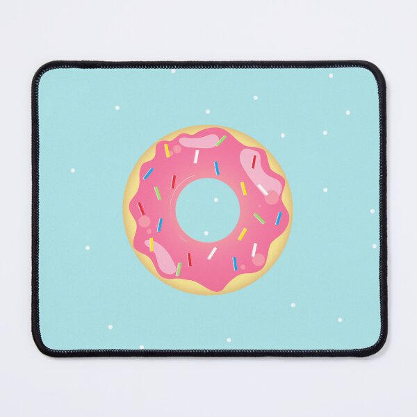 Item preview, Pretty Pink Donut with multicolor sprinklers and dotted pastel blue background designed and sold by ShubhiDesigns.
