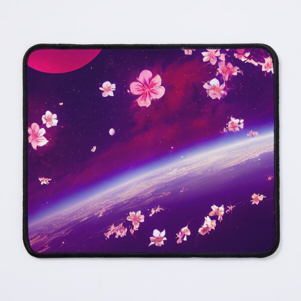 Item preview, Purple planet with red moon & clouds in sky with Cherry Blossoms. designed and sold by Stanley de Wekker.