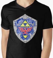 Camiseta de cuello en V Zelda - Link Shield Doodle