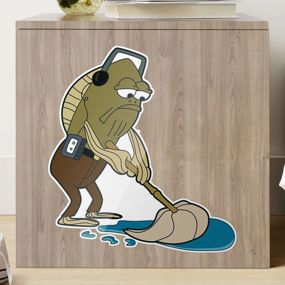 Spongebob Fred Cleaning Sticker for Sale by pun-yetuh