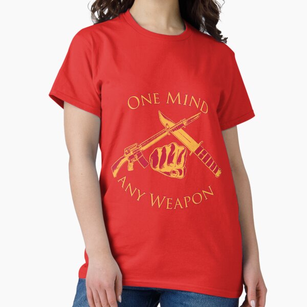 Vista previa del artículo con la obra «One Mind Any Weapon - Artes marciales del Cuerpo de Marines de EE. UU. (MCMAP) - USMC Amarillo/Rojo», diseñado y vendido por CarlileMedia.