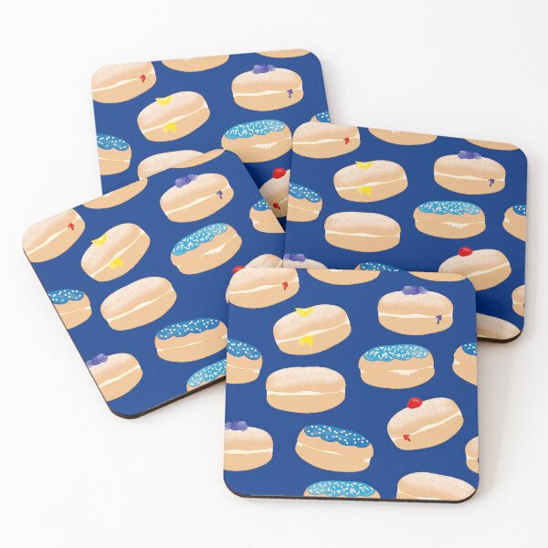 Item preview, Hanukkah Sufganiyot Jelly Donuts Watercolor Dark Blue designed and sold by SamAnnDesigns.