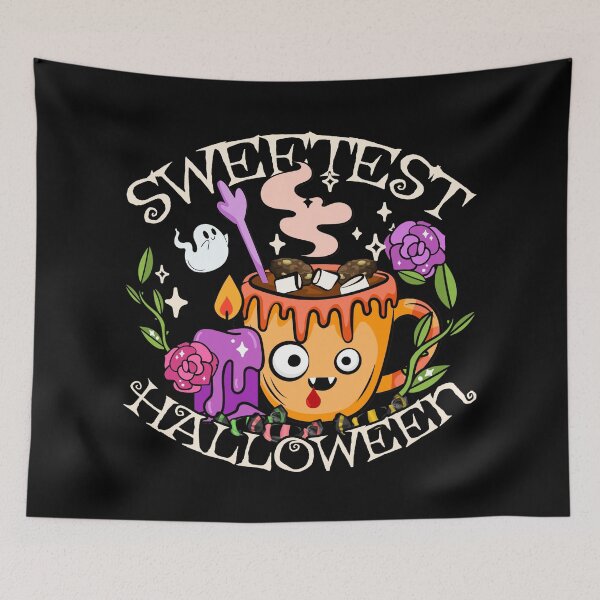Item preview, Sweetest Halloween, Cute Halloween Hot Chocolate Design, Black Background designed and sold by TrulyEpoque.