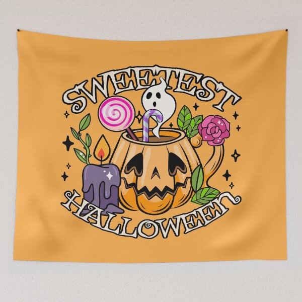 Item preview, Sweetest Halloween, Cute Halloween Pumpkin Design, Orange Background designed and sold by TrulyEpoque.