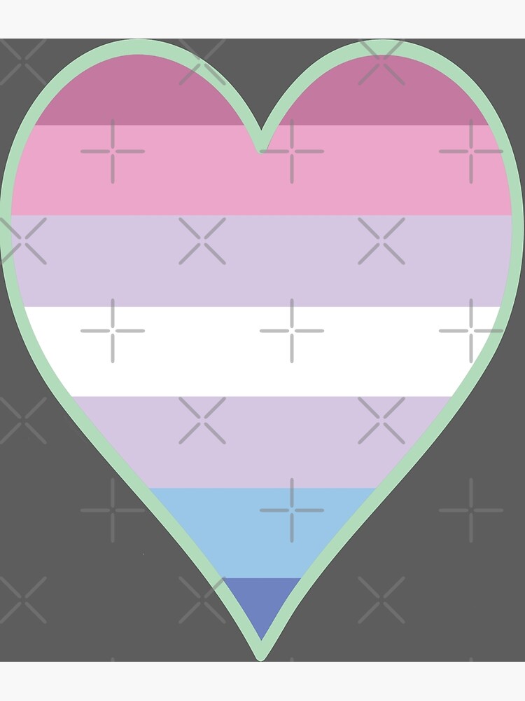 Bigender Pride Flag Heart Pastel Green Poster For Sale By F