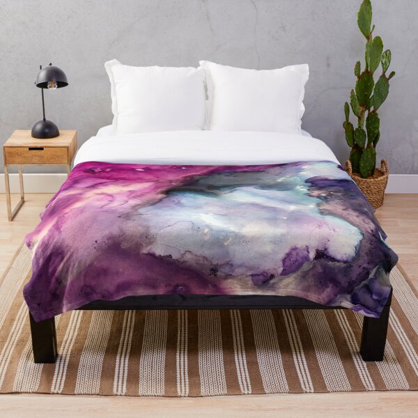 Purple Fusion - Mixed Media Painting Throw Blanket