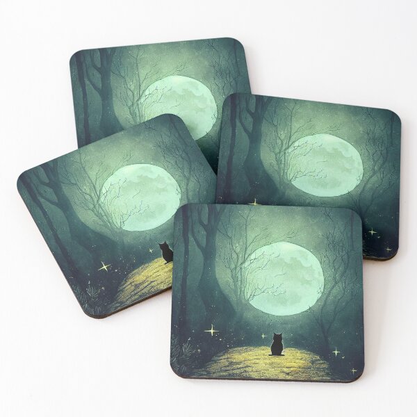 Item preview, Black Cat Under the Full Moon 1 designed and sold by ArtManifestor.