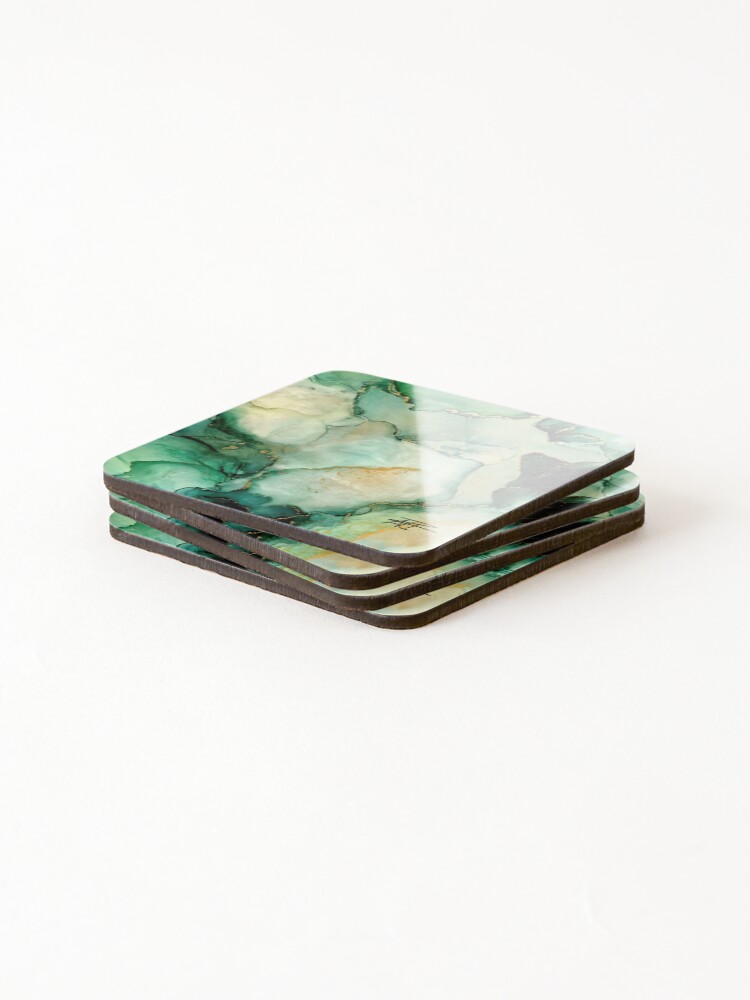 Thumbnail 4 of 5, Coasters (Set of 4), Green designed and sold by InpharialART.