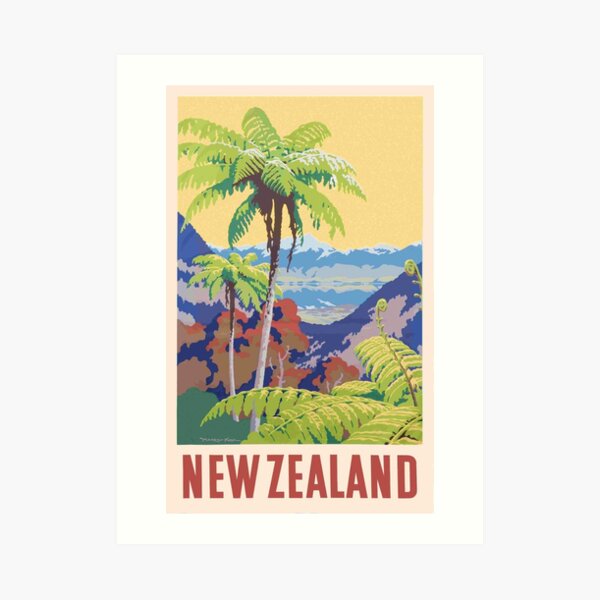 Vintage New Zealand Print Art Print